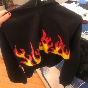 Petals and Peacocks Flame Crop Hoodie